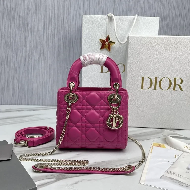Compact Pink Quilted Dior Handbag: Bold All-Day Chic — view 1