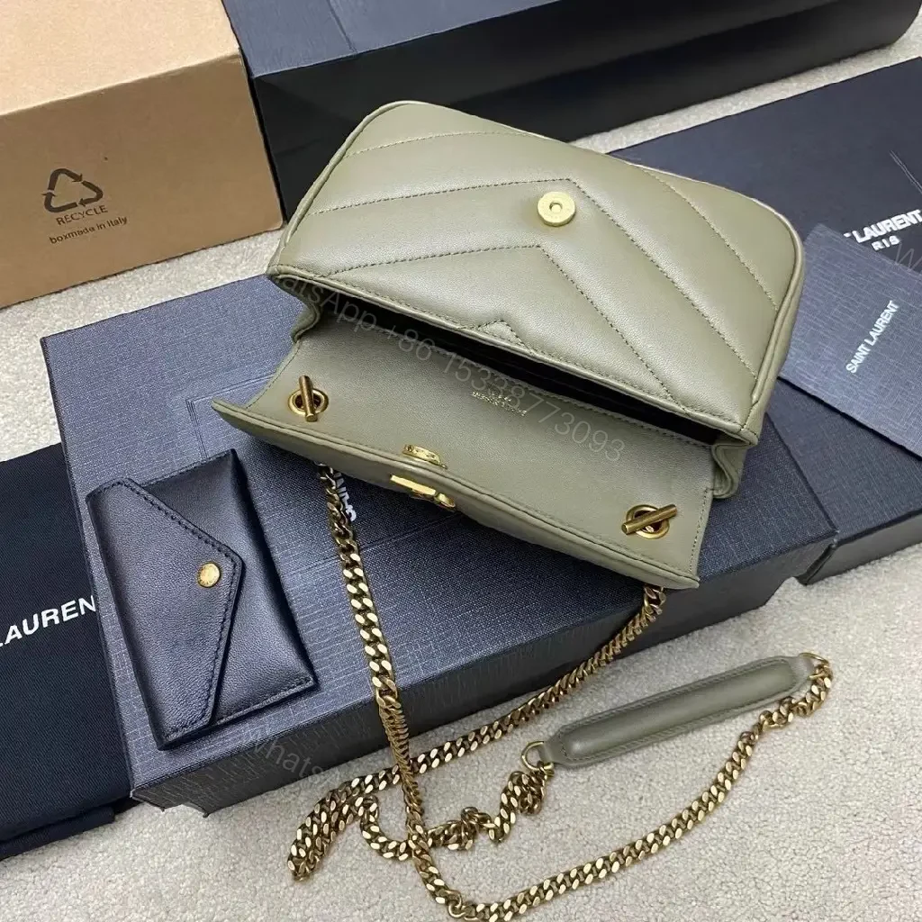 View 7 of Olive Leather Minimalist Crossbody Bag with Gold Hardware
