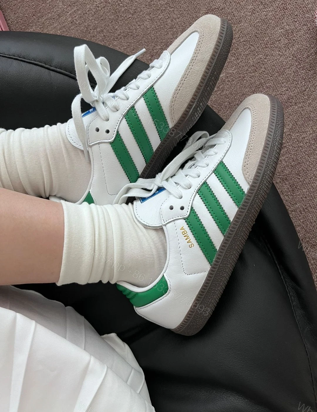View 3 of ADIDAS ORIGINALS SAMBA WHITE GREEN SHOE