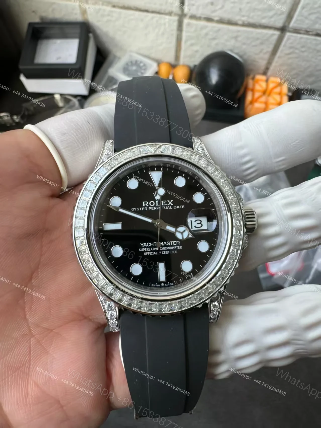 View 21 of Rolex Yacht-Master 226679TBR 1:1 Replica 42MM Moissanite Diamond Lugs and Dial 3235 Movement Super Clone Watch