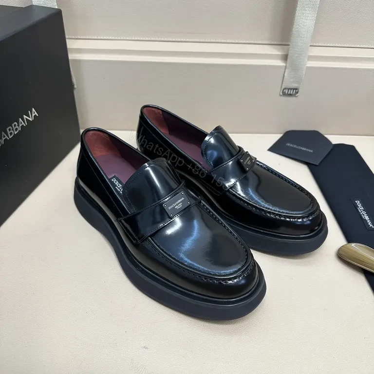 View 9 of Lux Polished Leather Loafers with Subtle Hardware Elevation