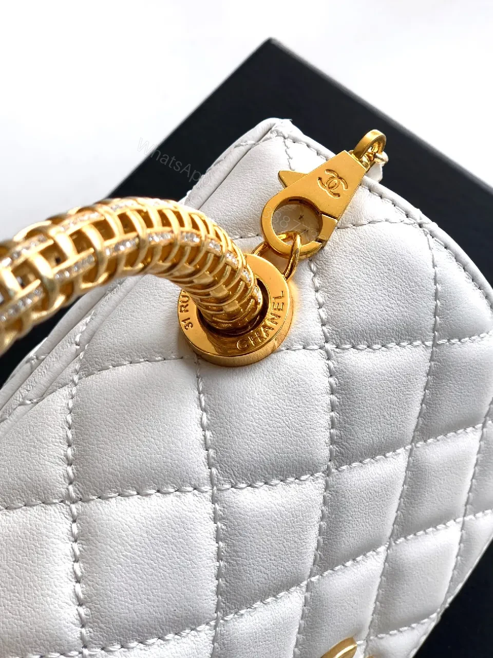 View 2 of Quilted White Lambskin Handbag: Effortless Luxury