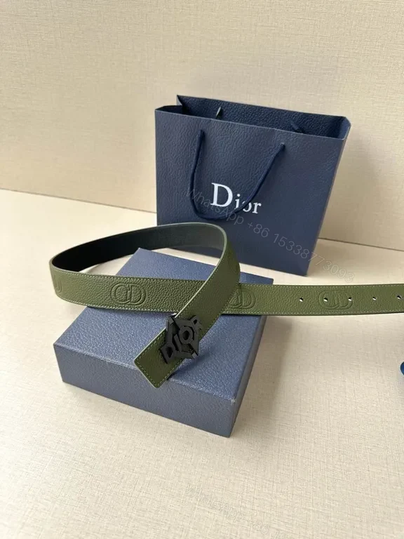 View 6 of Olive/Black Full-Grain Leather Belt: Minimalist Hardware Shine