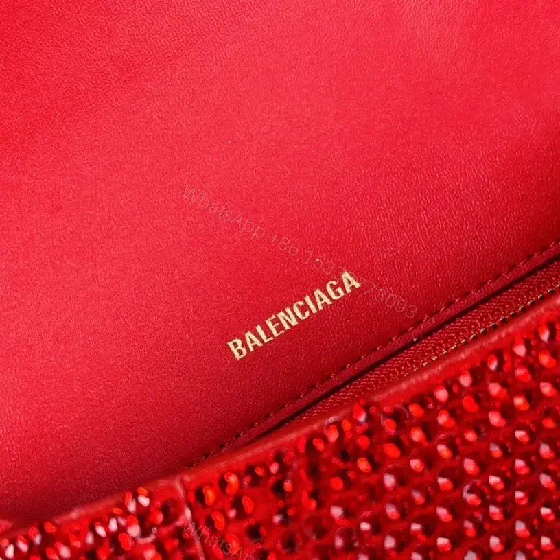View 17 of 高仿Balenciaga*Hourglass系列沙漏包滿鑽紅色S