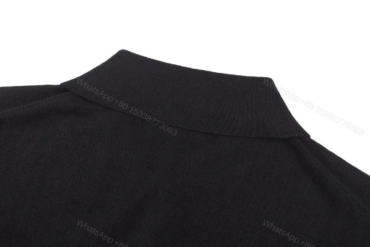 View 5 of Black Cotton Polo with Gold LV Logo Polo Shirt