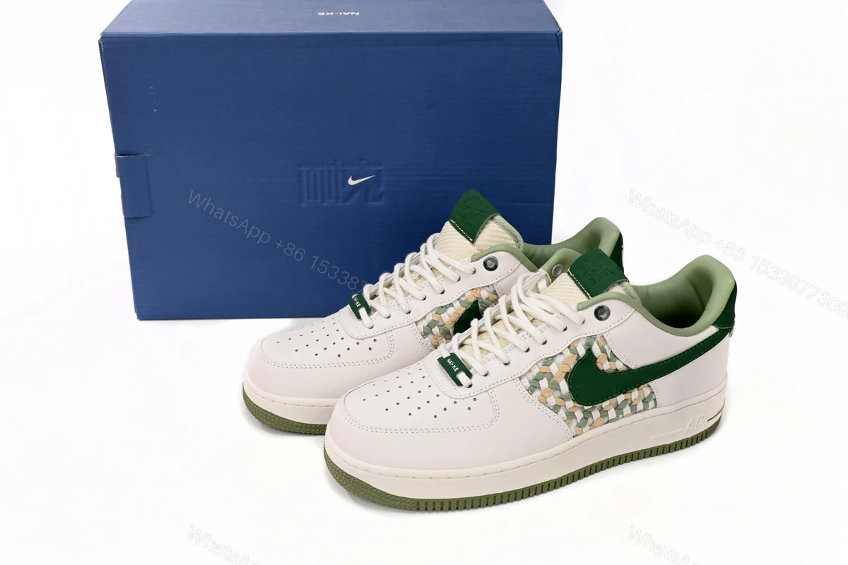 View 2 of Nike Air Force 1 Low '07 Premium NAI-KE Bamboo Weave Sail Gorge Green FN0369-100