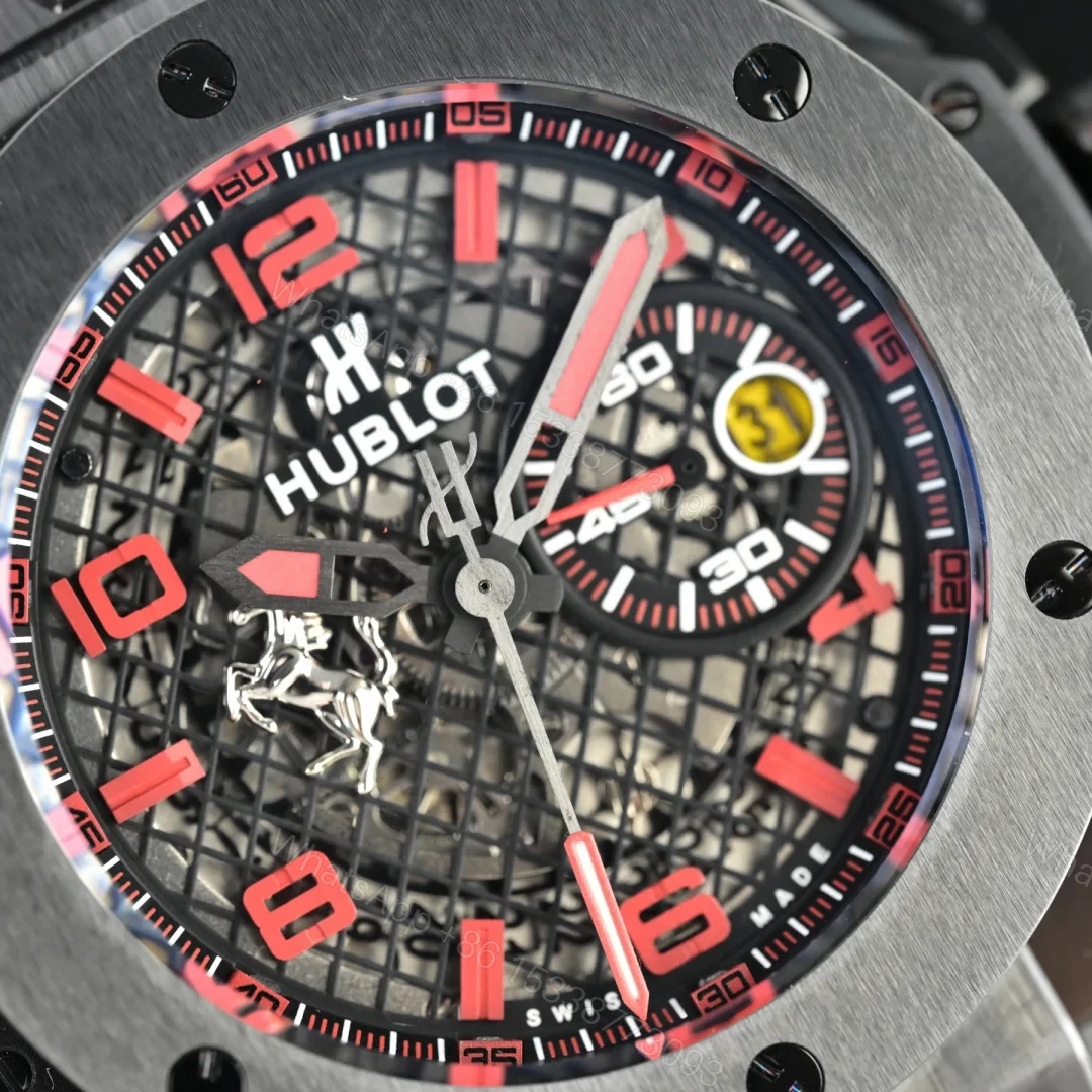 View 3 of Hublot Big Bang Ferrari Replica 45MM Premium Titanium Black Rubber Strap Edition RG-HUBLOT-FERRARI-F4-45