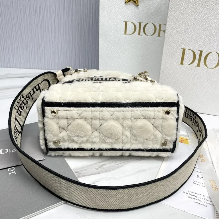 View 7 of Cream Shearling Luxe Bag: Dior-Inspired Iconic Tote