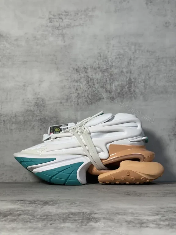 View 8 of White Teal Accented Futuristic Balmain-Inspired Chunky Sneaker