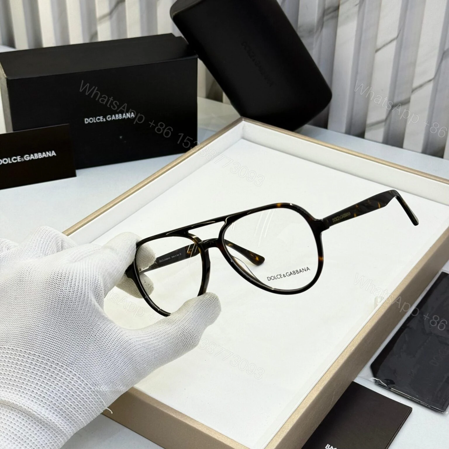View 2 of Dolce & Gabbana Aviator Eyeglasses Black-Grey