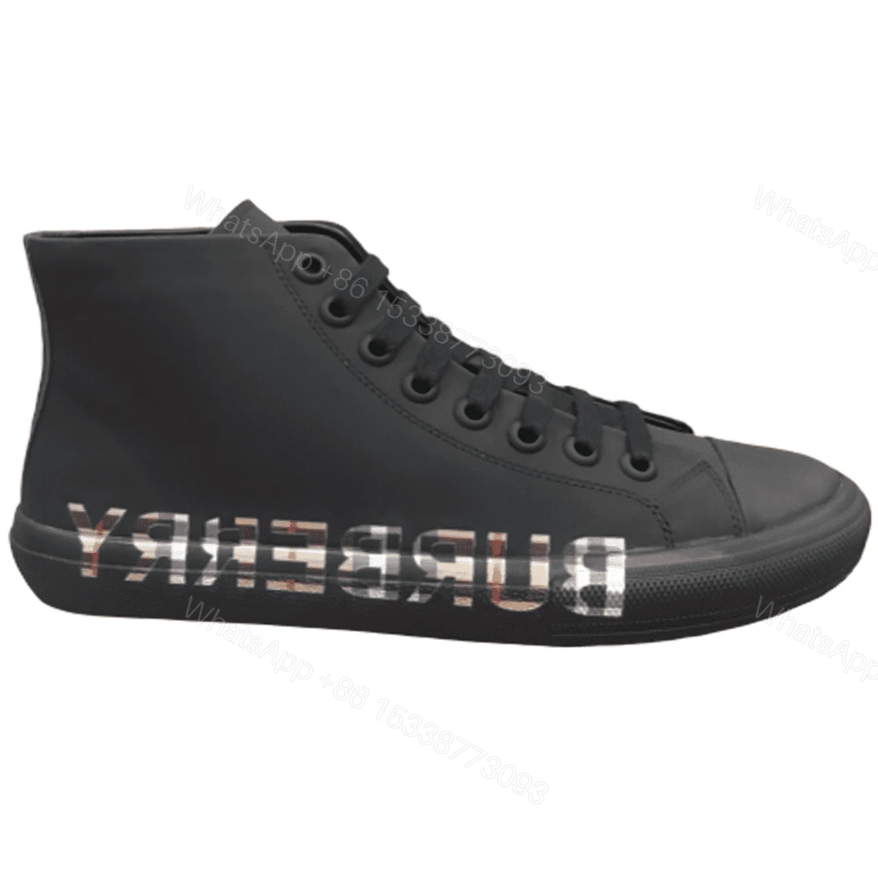 BURBERRY LOGO PRINT GABARDINE HIGH-TOP SNEAKERS – BBR82 — view 1
