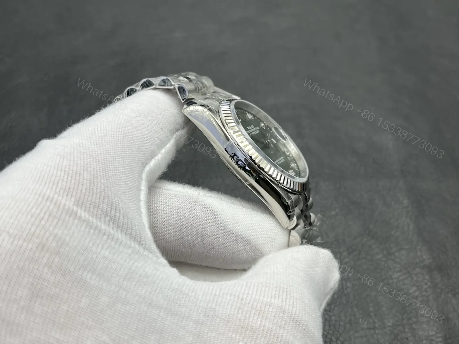 View 5 of Rolex Datejust 36 Stainless Steel Diamond Green Palm Jubilee 126284RBR-0047