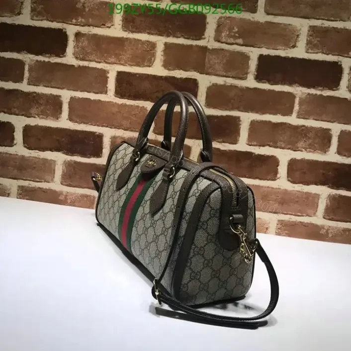 View 15 of Replica Gucci Suede Ophidia Boston Black Duffle Bag GGB092566 With Top Handle 1:1