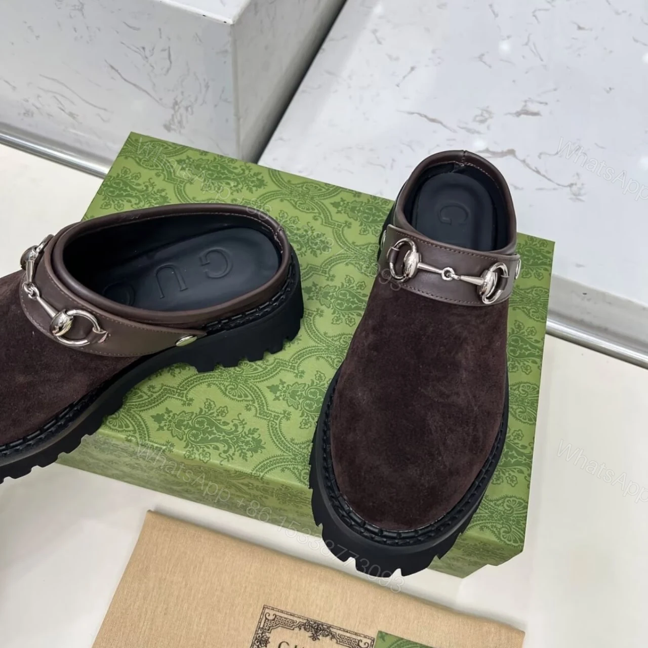 View 7 of GUCCI WOMEN MULE WITH HORSEBIT DARK BROWN 835829 AAE3R 2042