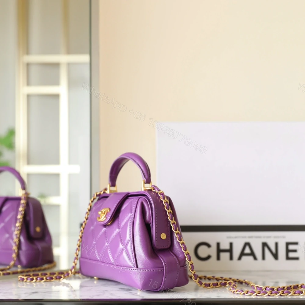 View 4 of 高仿Chanel*24A系列AS4958拋光小羊皮單肩包紫色免檢版