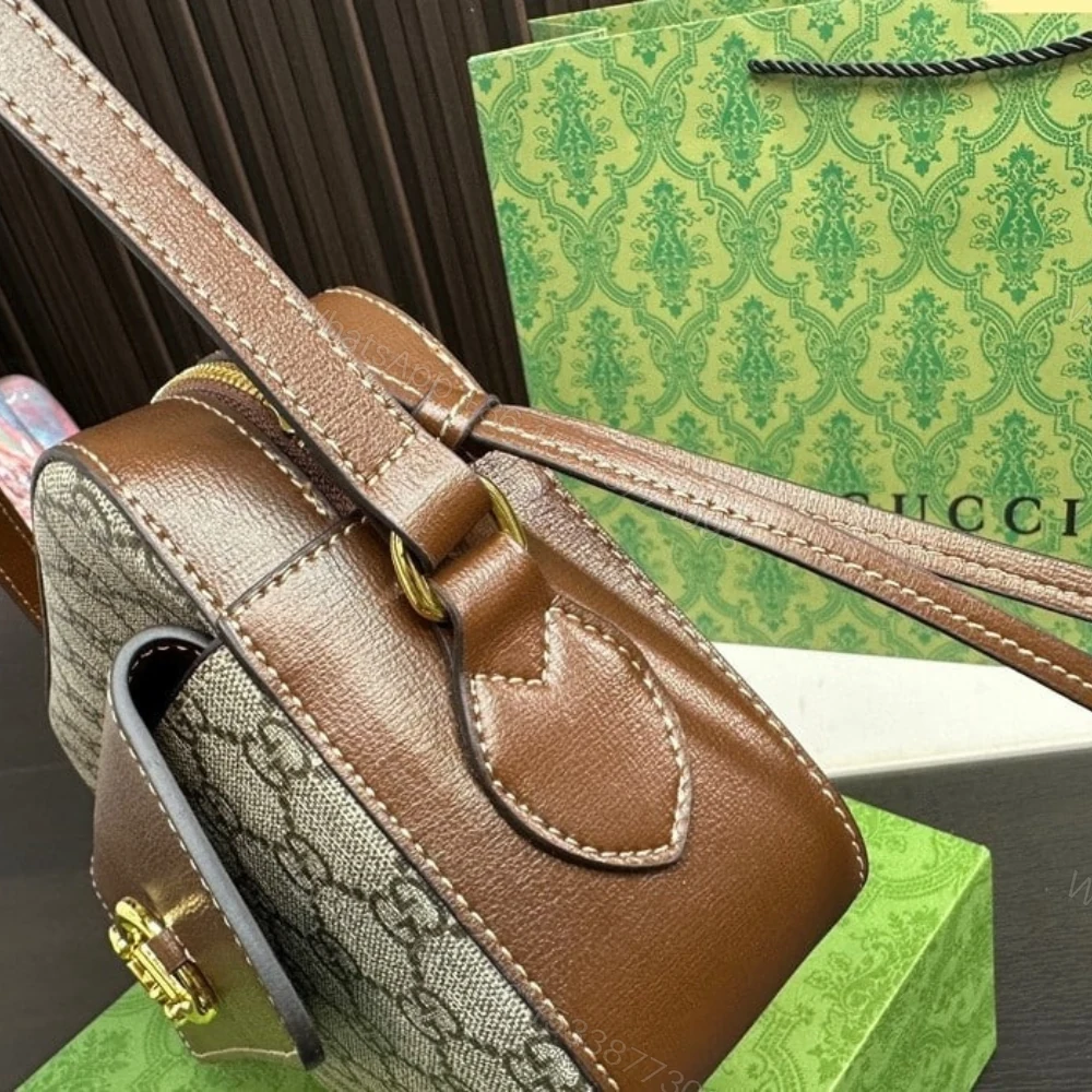 View 5 of Gucci Horsebit 1955 Small Shoulder Bag Beige Ebony GG Supreme Canvas 22Cm
