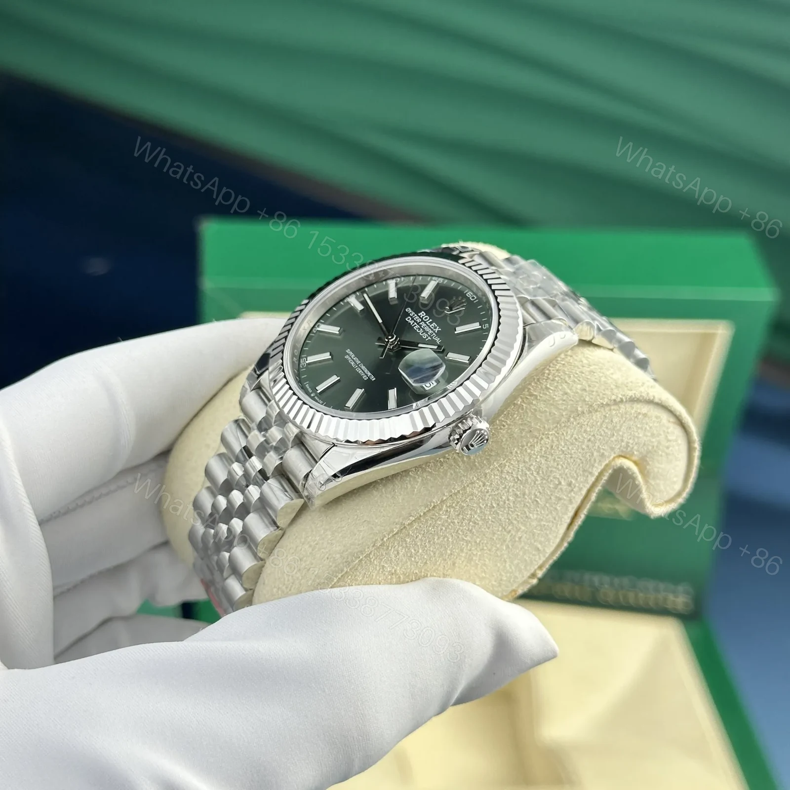 View 6 of Rolex Datejust Green Dial 126334 Jubilee 41 mm