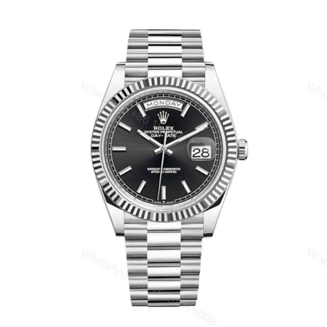 Rolex Day Date Silver with Black Dial Replica Clone Watch Model 2022 — view 1