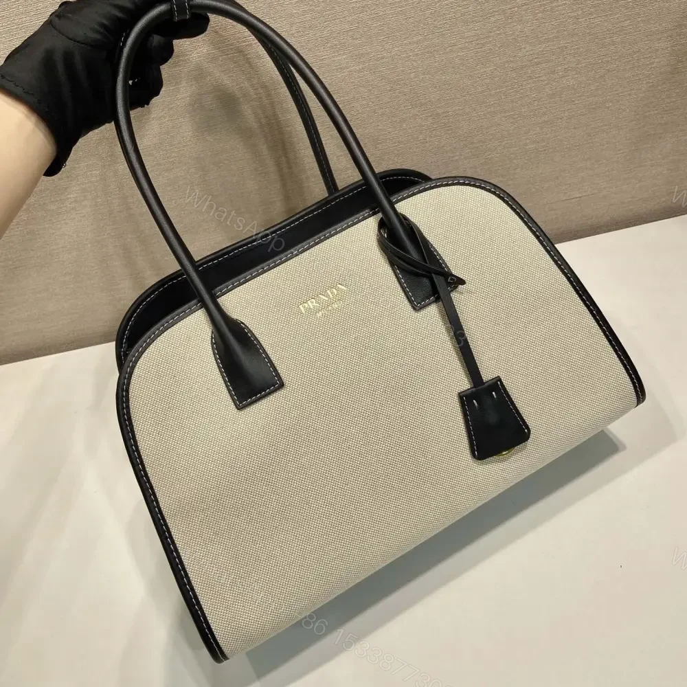 View 4 of 高仿Prada*Oversize系列1BG572織物手提包黑色中號免檢版