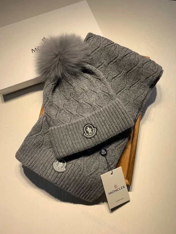 View 4 of Cozy Grey Knit Duo: Premium Wool Scarf & Beanie Set