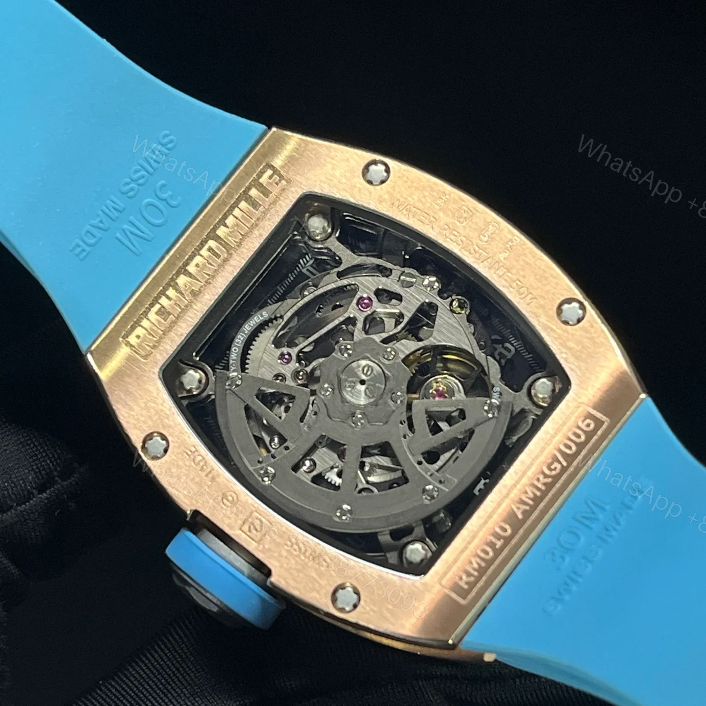 View 8 of Richard Mille RM010 Titanium Skeleton Automatic Light Blue Strap Watch RM010-TI-LB