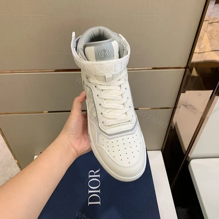 View 6 of White Dior-Infused High-Top Sneakers: Luxe Comfort
