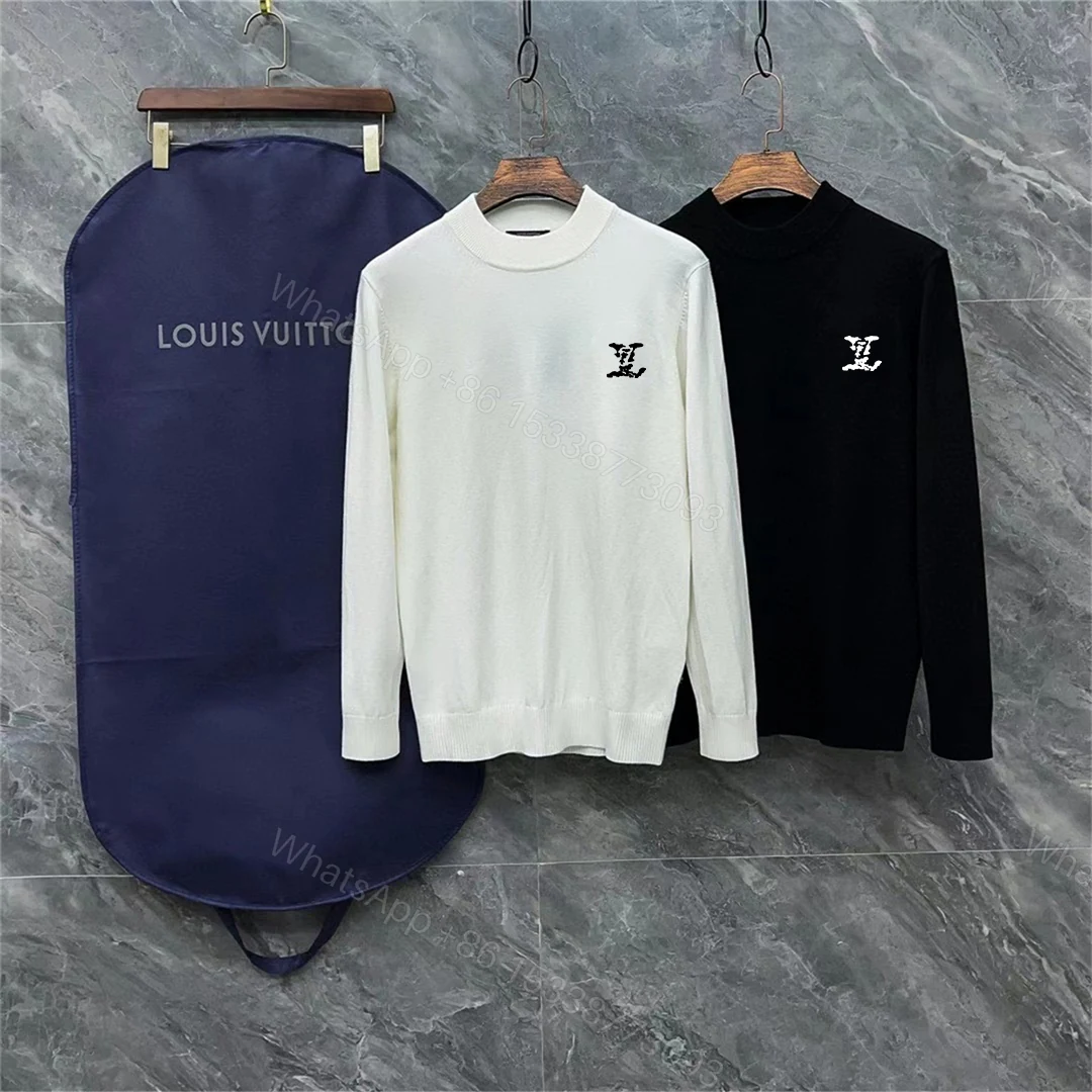 LV 高仿簡約刺繡 LOGO 羅紋針織上衣(黑白雙色) — view 1