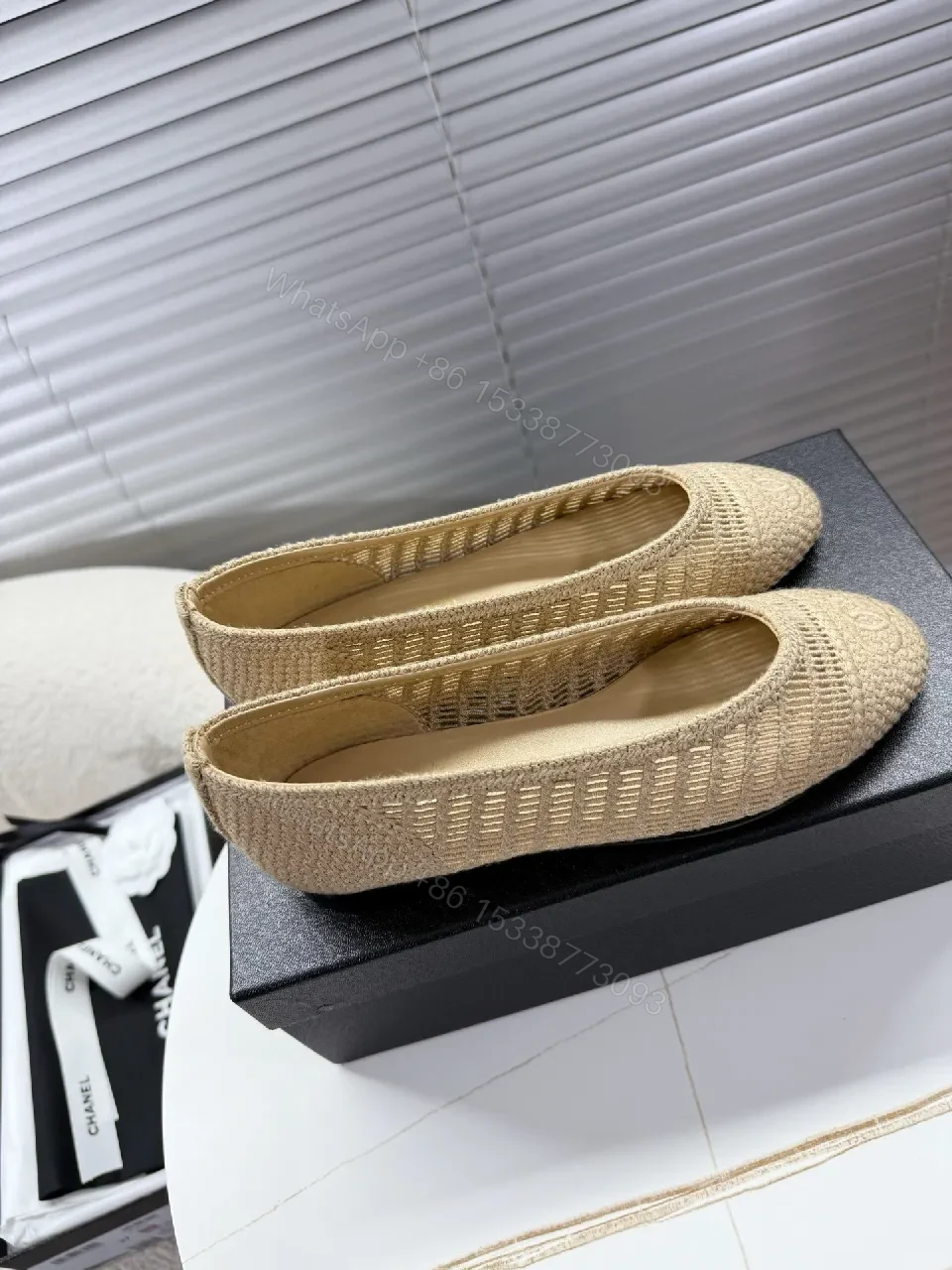View 2 of Natural Raffia Knit Flat: Subtle Texture, Everyday Luxury shoe