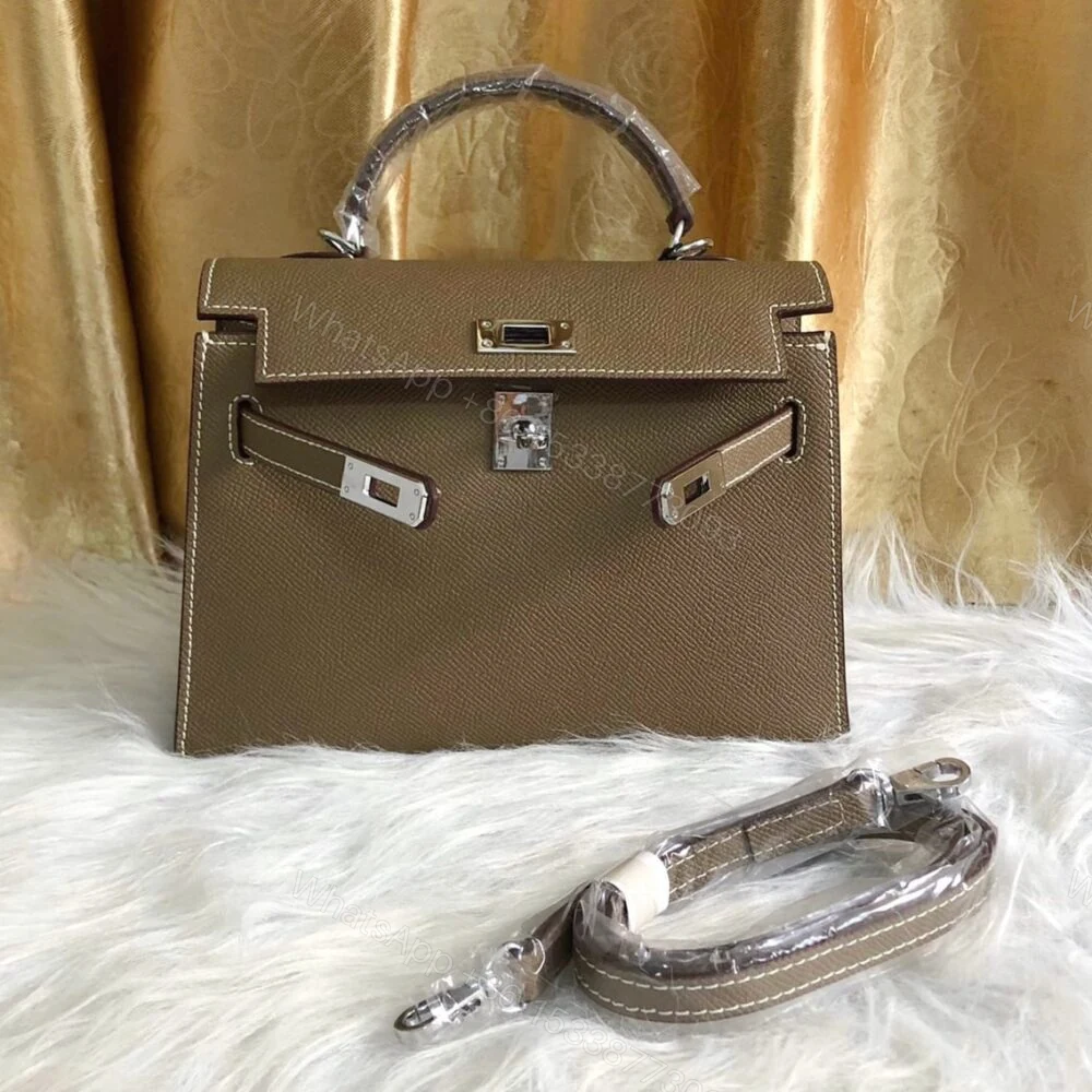 View 2 of Hermes Kelly Mini Epsom Handbag Etoupe 22Cm