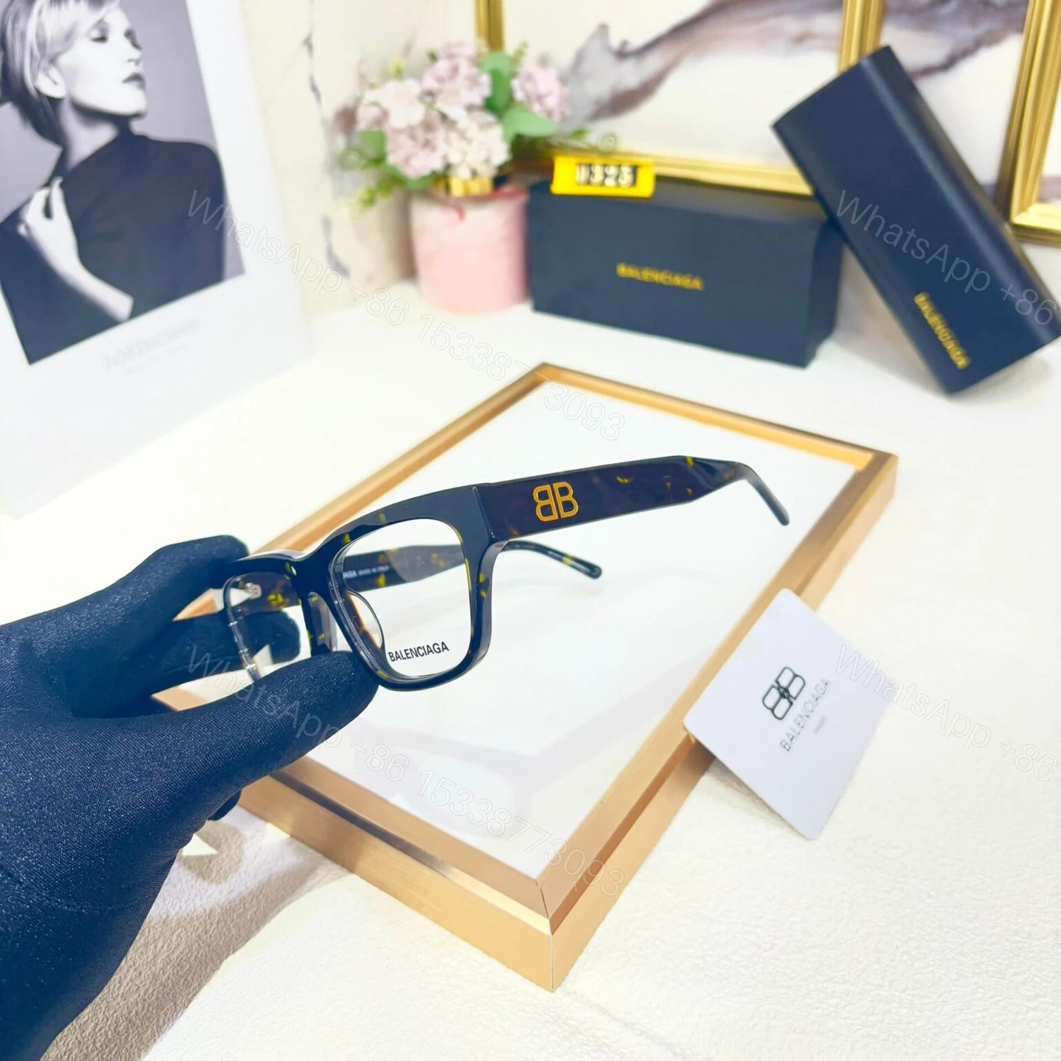 View 2 of Balenciaga Unisex Optical Frame – Black – UV Protection – One Size