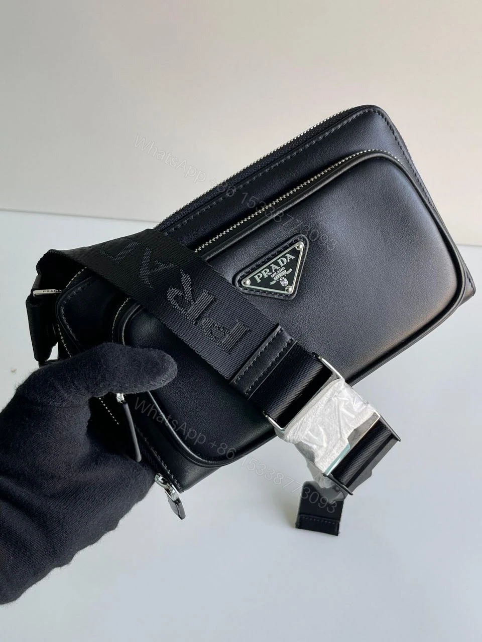 View 2 of Saffiano Leather Black Shoulder Bag