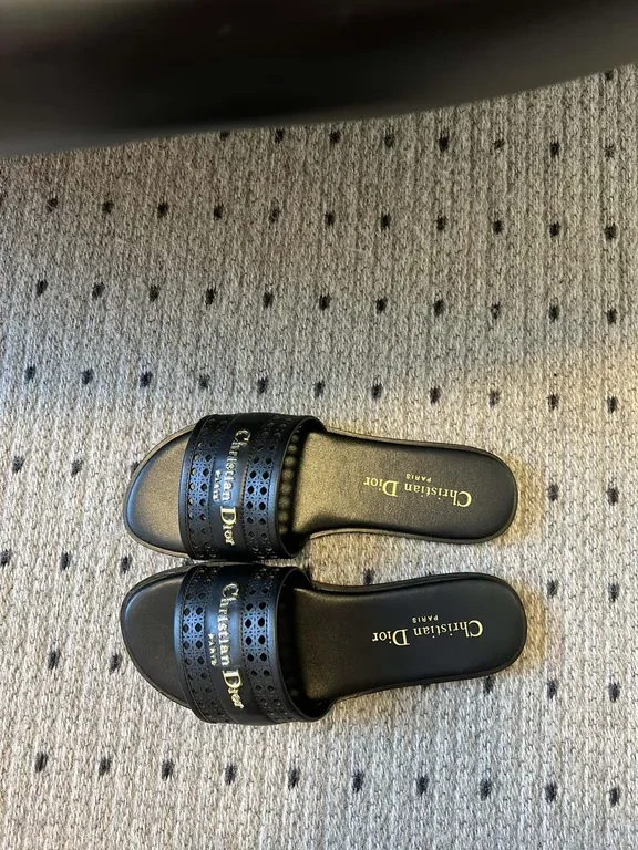 View 3 of Minimalist Luxury Perforated Slide Sandals - Faux-Leather, Black, Unisex
