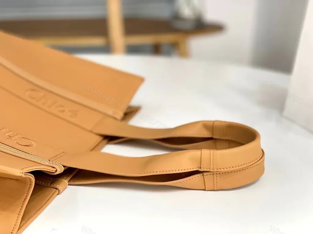 View 2 of Caramel Calfskin Chloe Tote: Structured Luxury Tote