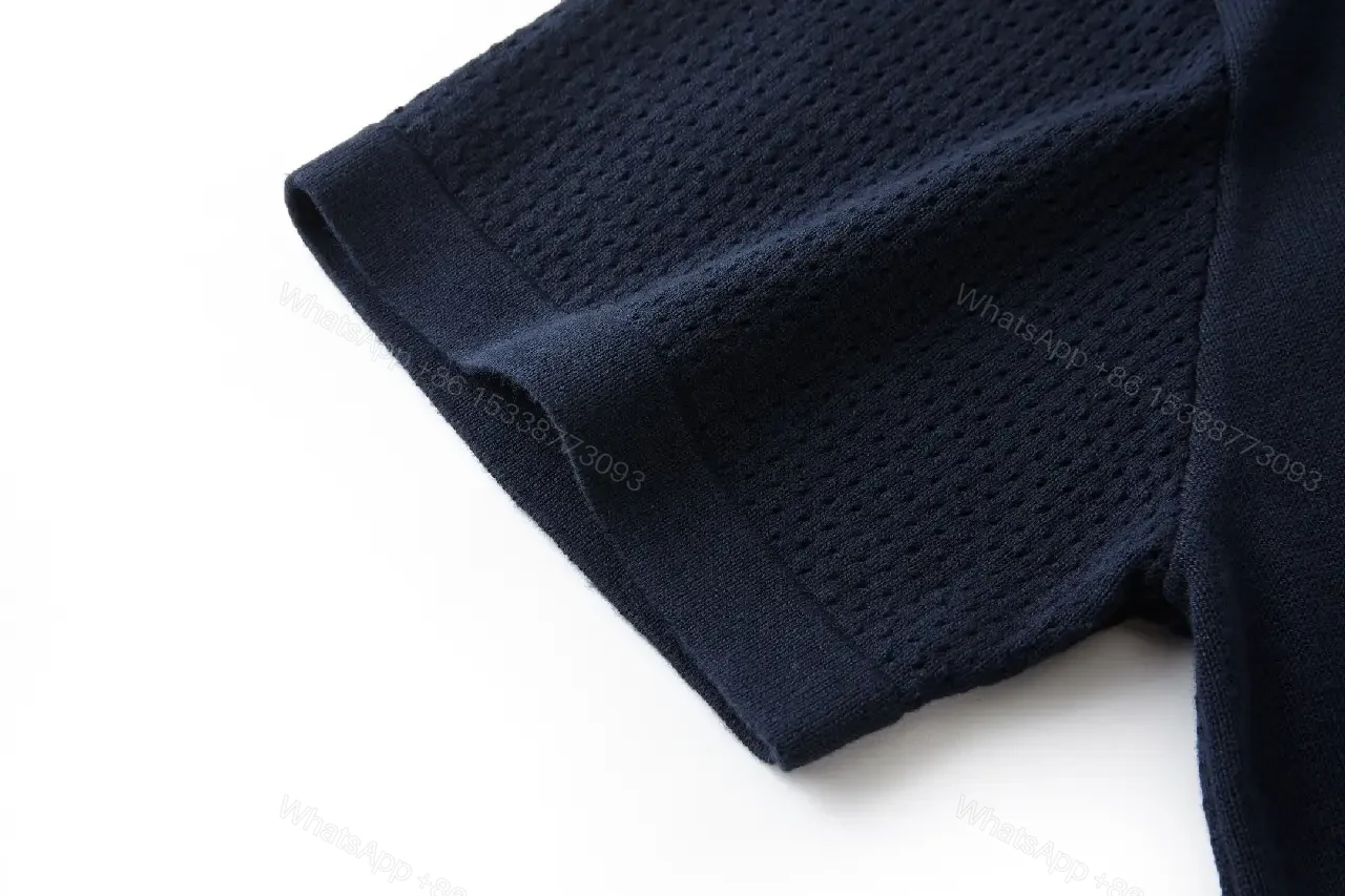View 3 of Dark Navy Knit Crewneck Tee with Subtle LV Logo Texture