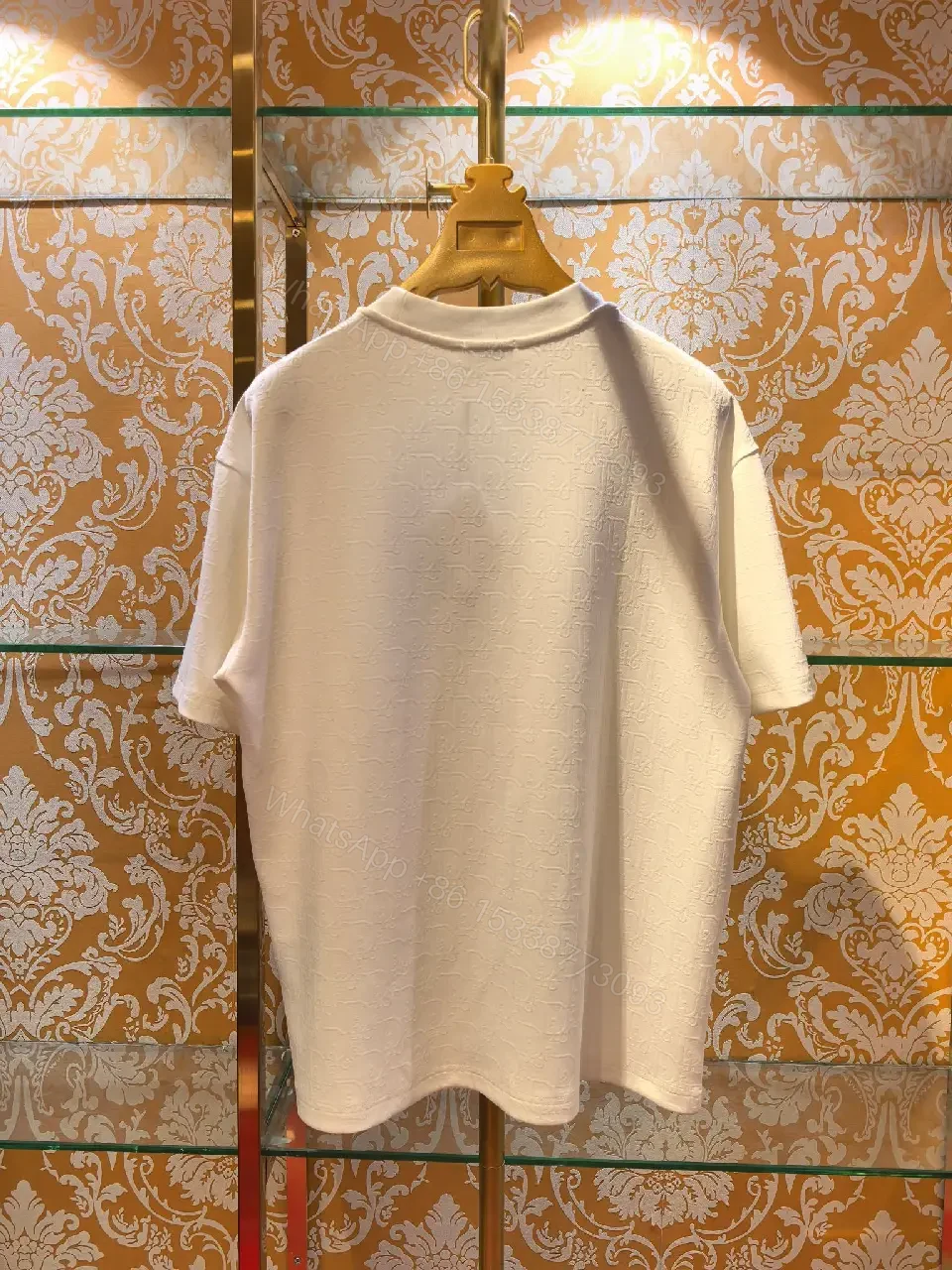 View 8 of White Cotton Graphic Tee - Bold Script Logo, Luxury Streetwear