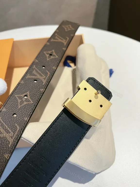 View 2 of Monogram LV Belt: Signature Gold Buckle Leather Belt
