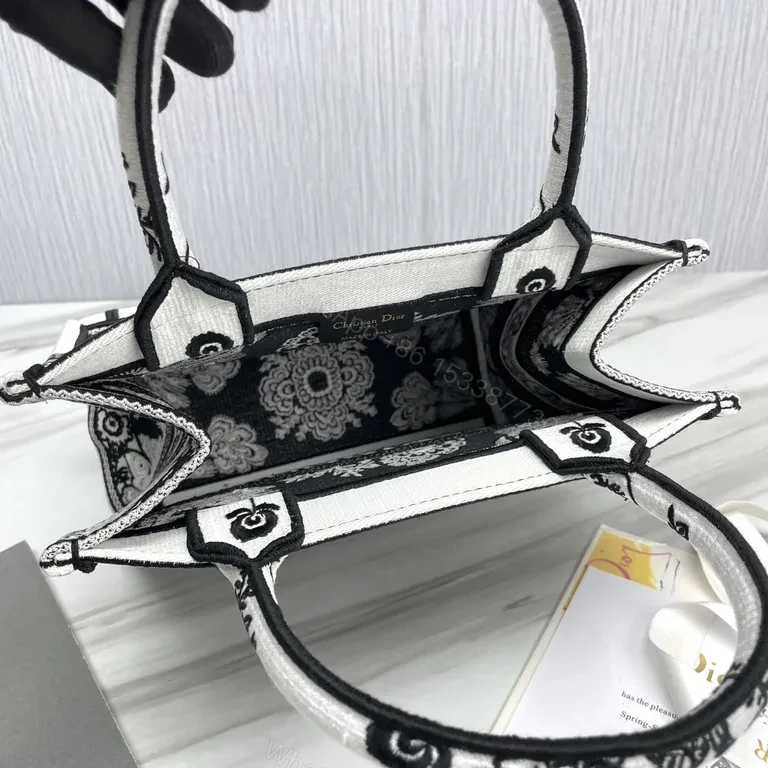 View 3 of Bold Couture Tote: Black-White Tapestry Designer Tote