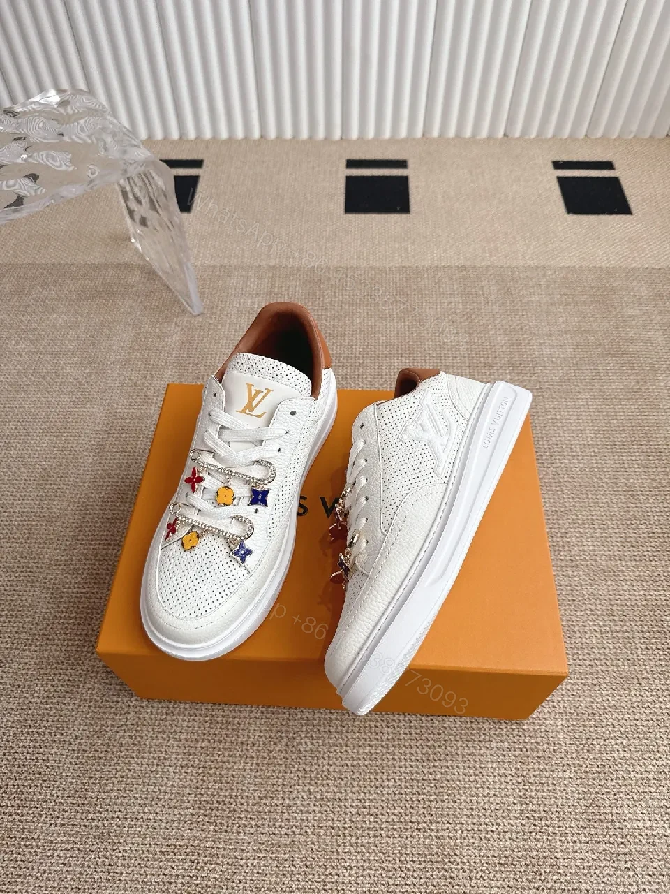 View 9 of White Leather Low-Tops: Playful Charm Luxury Sneakers