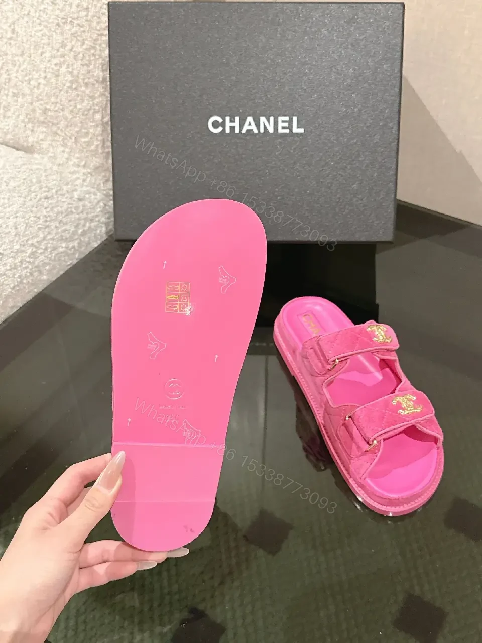 View 5 of Pink Luxe Slides with Dual Straps and Cushioned Comfort