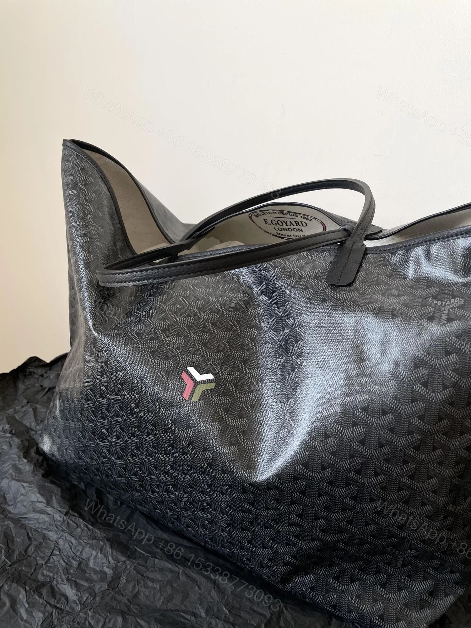 View 2 of Goyard Black Goyardine Saint Louis PM Leather