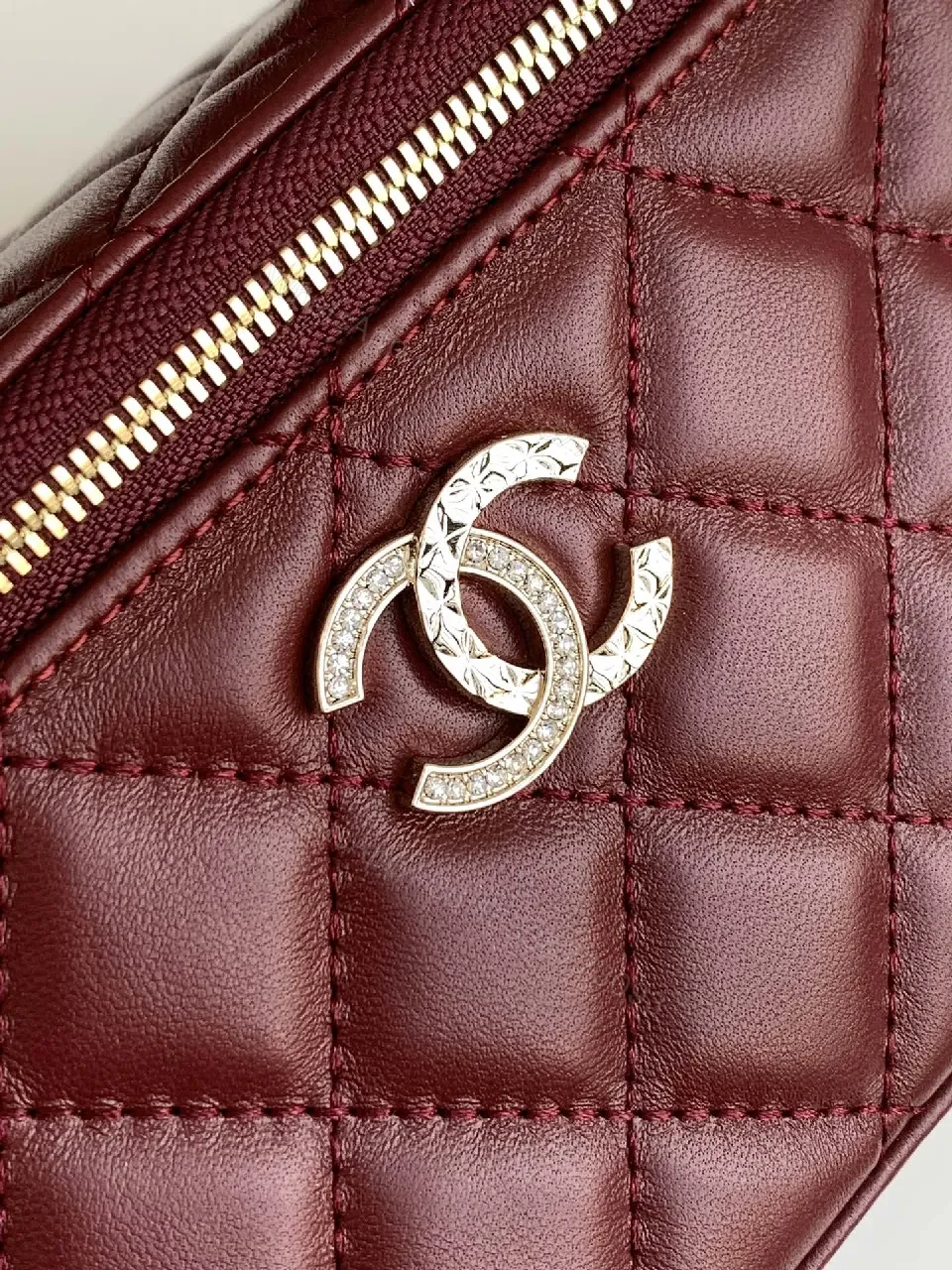 View 5 of Quilted Satchel Gold-Tone Logo Compact Crossbody Bag
