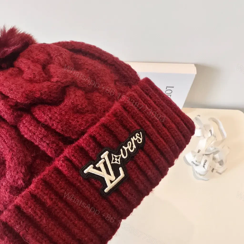 View 9 of Cozy Knit Beanie: Lux Texture, Padded LV-Inspired Pom