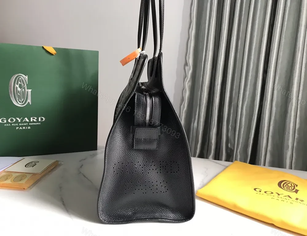 View 6 of Structured Goyard-Pattern Tote: Luxury Office Bag with Leather Trim