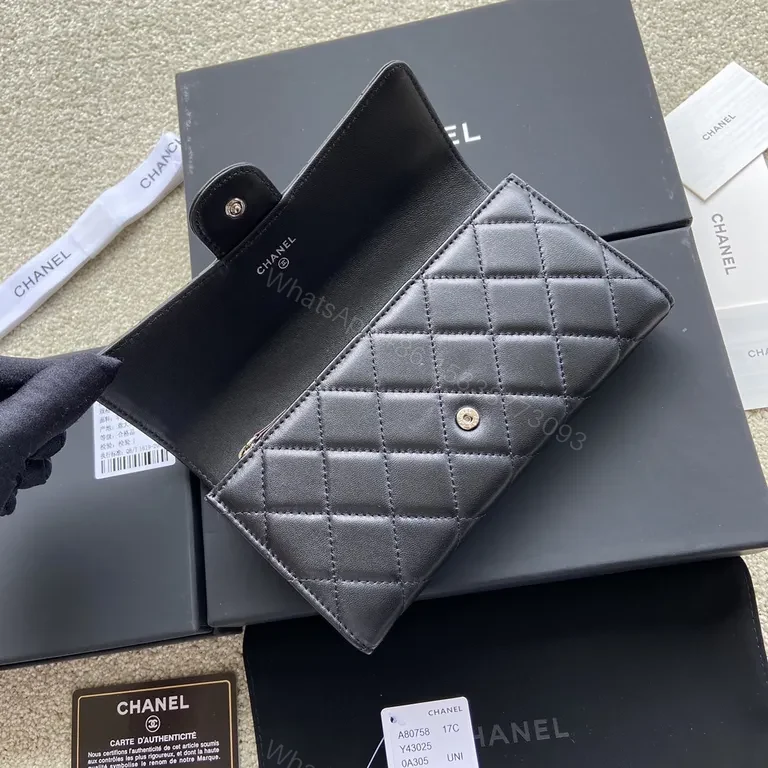 View 5 of Black Quilted Calfskin Wallet Clutch with CC Clasp