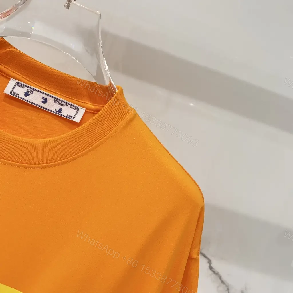 View 5 of Bright Orange Cotton-jersey Tee with Graphic Stripe - Premium Streetwear