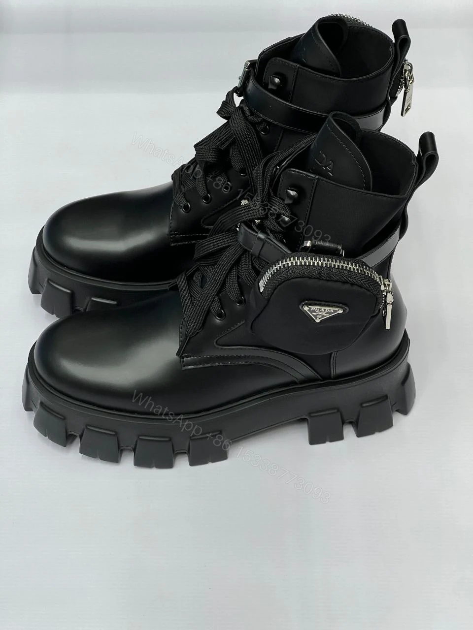View 4 of ‘MONOLITH’ PLATFORM LEATHER COMBAT BOOTS WITH DETACHABLE POUCH
