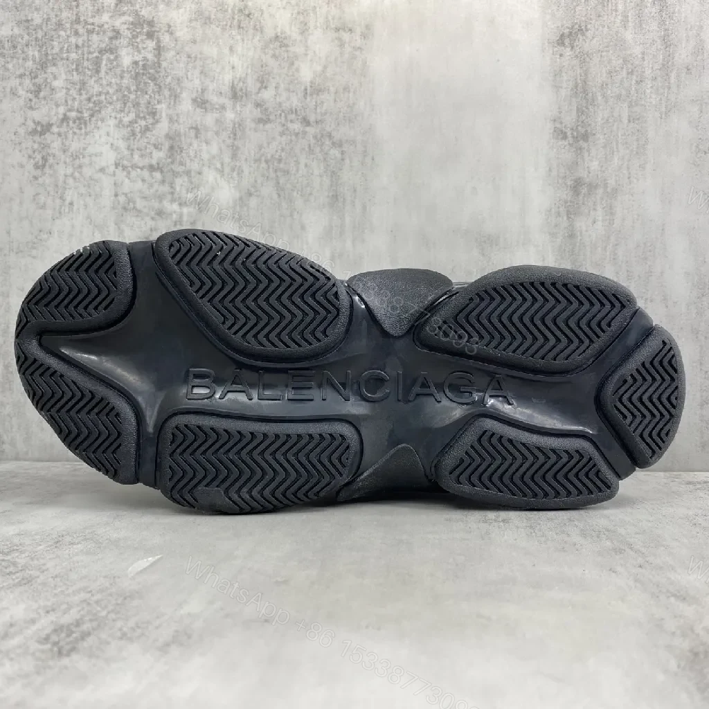 View 2 of Chunky Black Leather Textured Runways: Luxe Comfort Sneakers