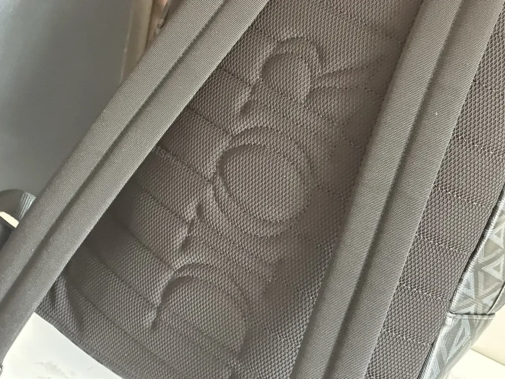 View 2 of Geometric Charcoal Dior-Style Backpack with Premium Leather Trim