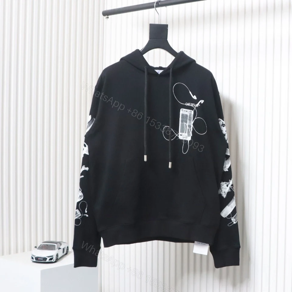 View 3 of Off-white Ink-splashed arrow twill oil painting graffiti hoodie