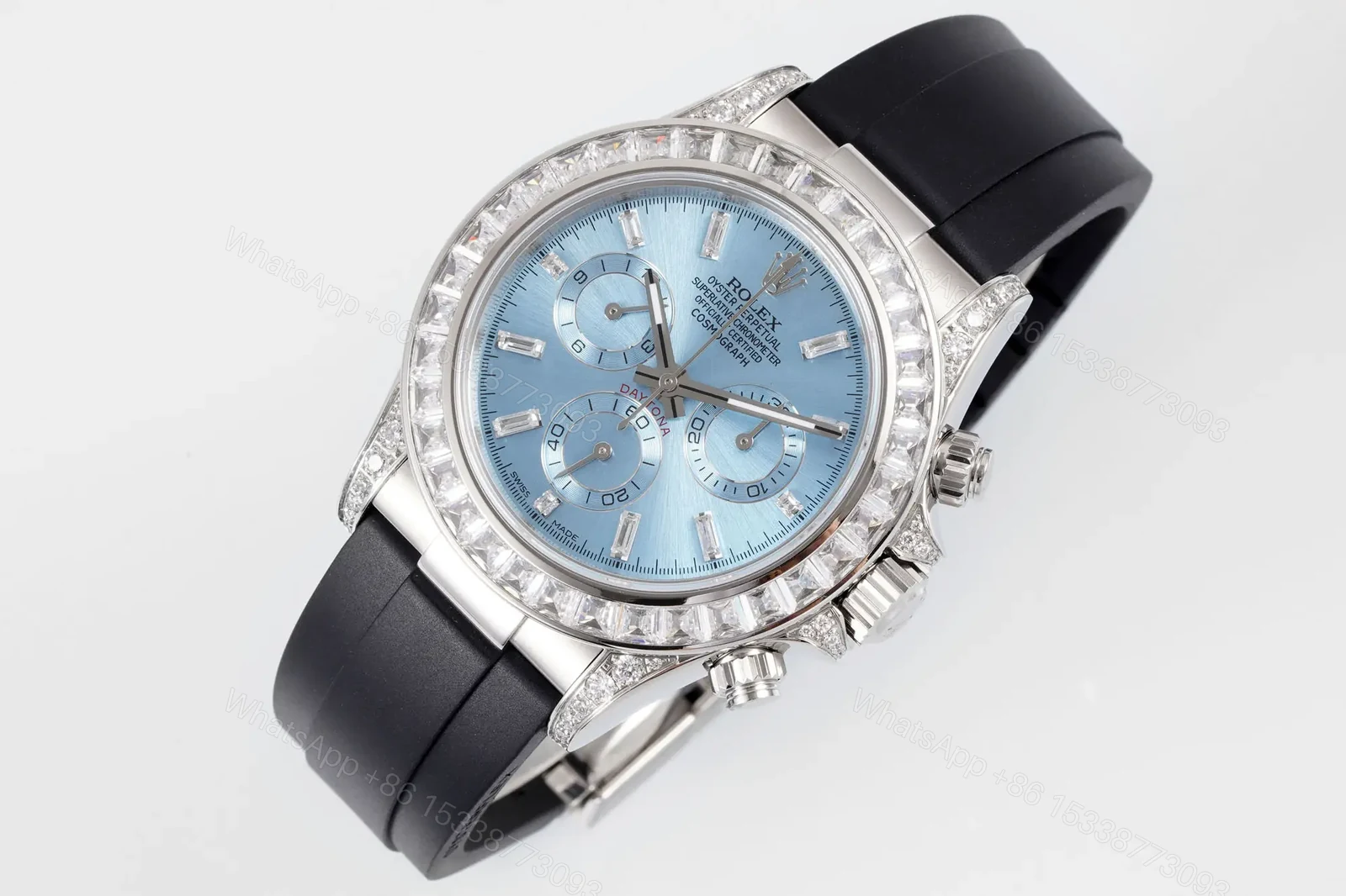 Elegant ice blue diamon plica 40MM Rubber Strap Edition ROLEX-DAYTONA-ICE-DIA-RUB-40 — view 1